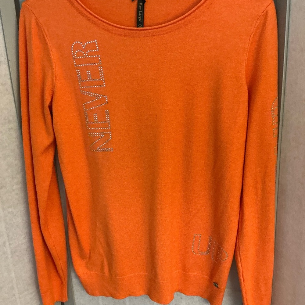 Key Largo Orange Sweater with Rhinestone Detail